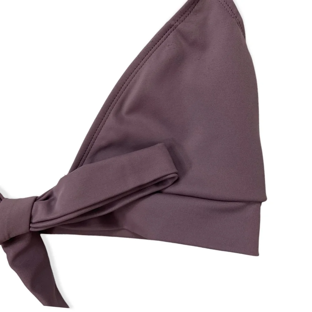 Dippin' Daisy's Bikini Top Women's Large‎ Purple Tie Front Triangle Bow Swimsuit